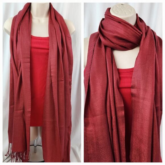 💜Vintage Burgundy Lightweight Pashmina Wrap/Shawl/Scarf - Picture 2 of 7